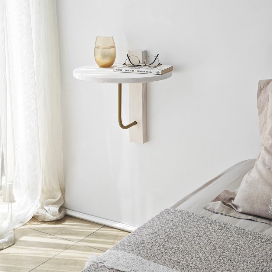 NORDVRK Reve vegghylle - hvitt tre og gullmetall