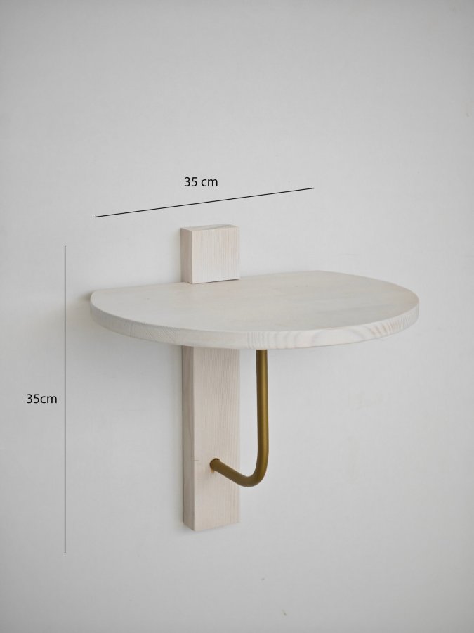 NORDVRK Reve vegghylle - hvitt tre og gullmetall