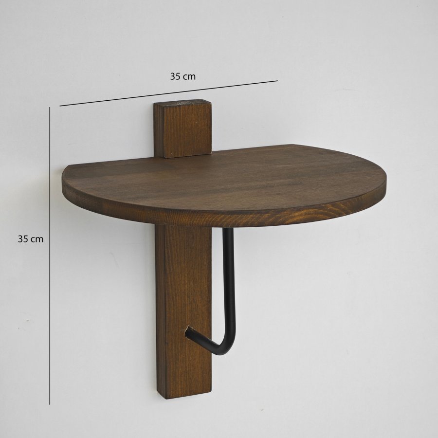 NORDVÄRK Reve vegghylle - valnttfarget tre og sort metall