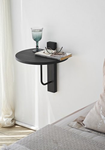 NORDVÄRK Reve vegghylle - antrasittgrtt tre og sort metall