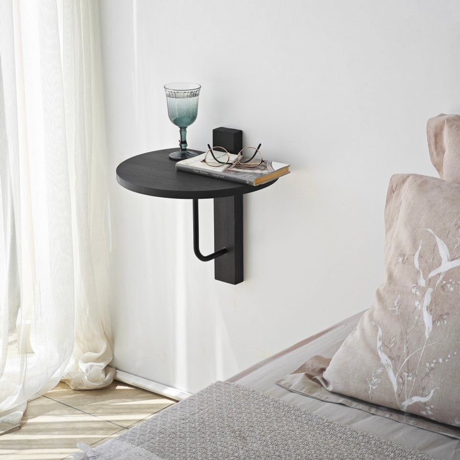 NORDVÄRK Reve vegghylle - antrasittgrtt tre og sort metall