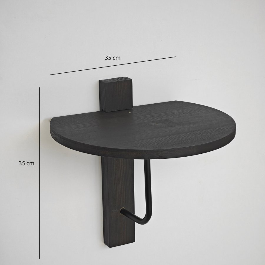 NORDVÄRK Reve vegghylle - antrasittgrtt tre og sort metall