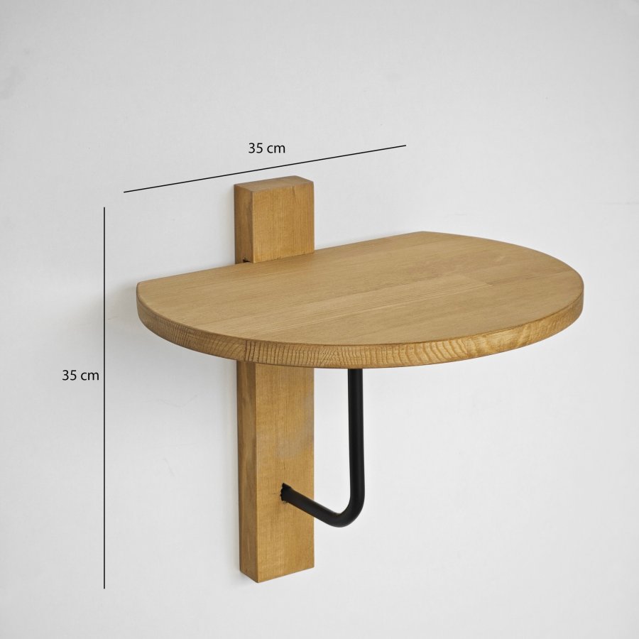 NORDVÄRK Reve vegghylle - naturlig eik og sort metall