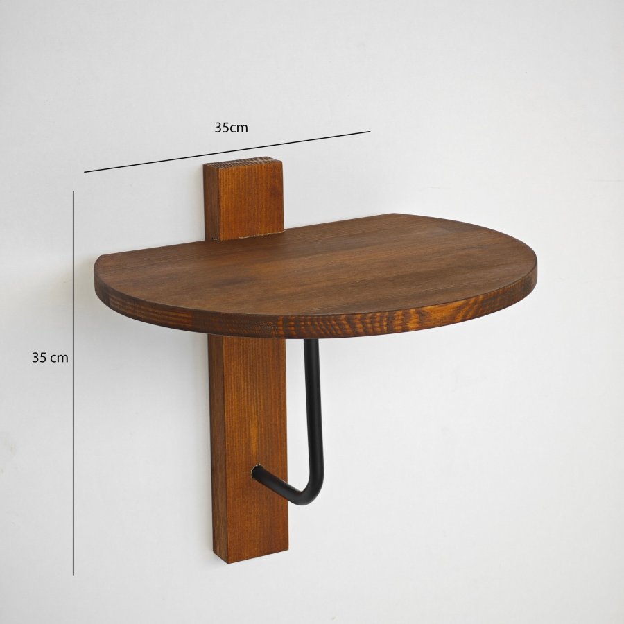 NORDVRK Reve vegghylle - kastanjetre og sort metall