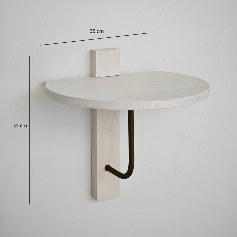 NORDVÄRK Reve vegghylle - hvitt tre og sort metall