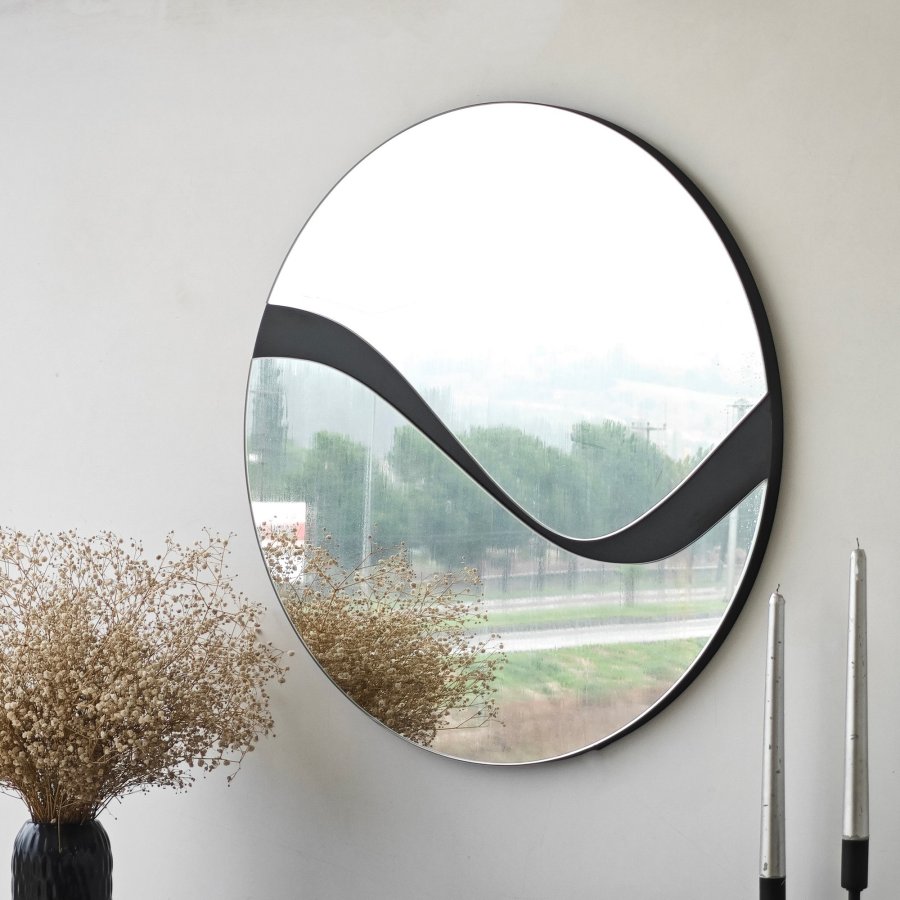 NORDVÄRK Abstrakt speil, svart
