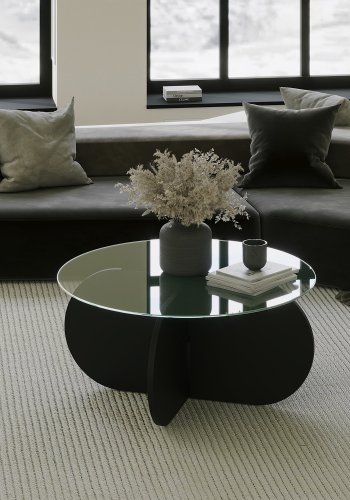 NORDVRK Bubble salongbord, rundt - glass og sort melamin (75)