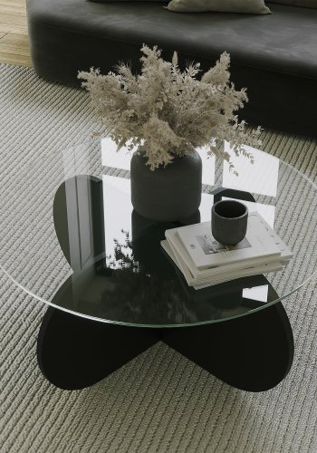 NORDVRK Bubble salongbord, rundt - glass og sort melamin (75)