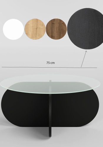 NORDVRK Bubble salongbord, rundt - glass og sort melamin (75)