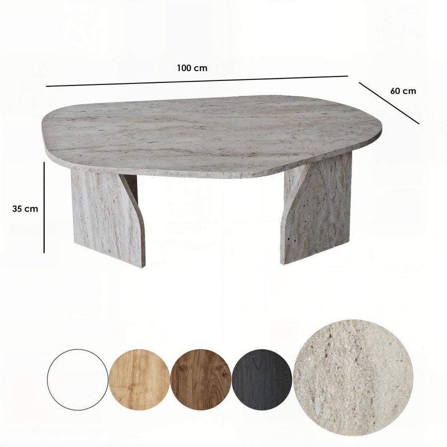 NORDVRK Rock sofabord, organisk - travertin melamin (100x60)