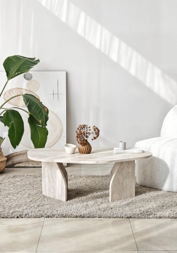 NORDVRK Rock sofabord, organisk - travertin melamin (100x60)