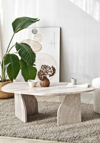 NORDVRK Rock sofabord, organisk - travertin melamin (100x60)