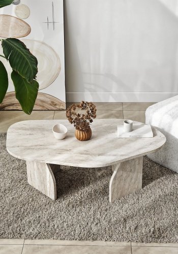 NORDVRK Rock sofabord, organisk - travertin melamin (100x60)