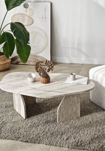 NORDVRK Rock sofabord, organisk - travertin melamin (100x60)