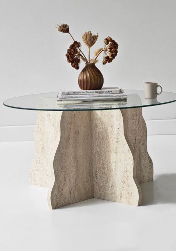 NORDV�RK Butterfly - Travertin, Transparent soffbord