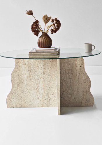 NORDV�RK Butterfly - Travertin, Transparent soffbord