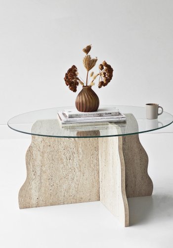 NORDV�RK Butterfly - Travertin, Transparent soffbord