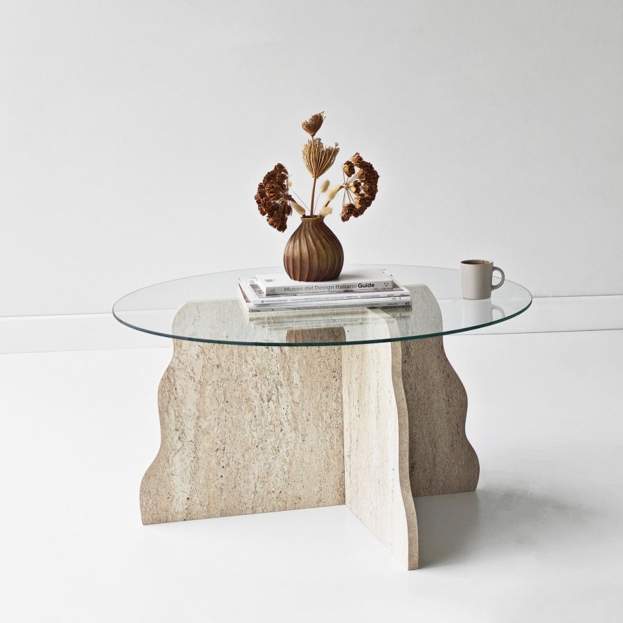 NORDV�RK Butterfly - Travertin, Transparent soffbord