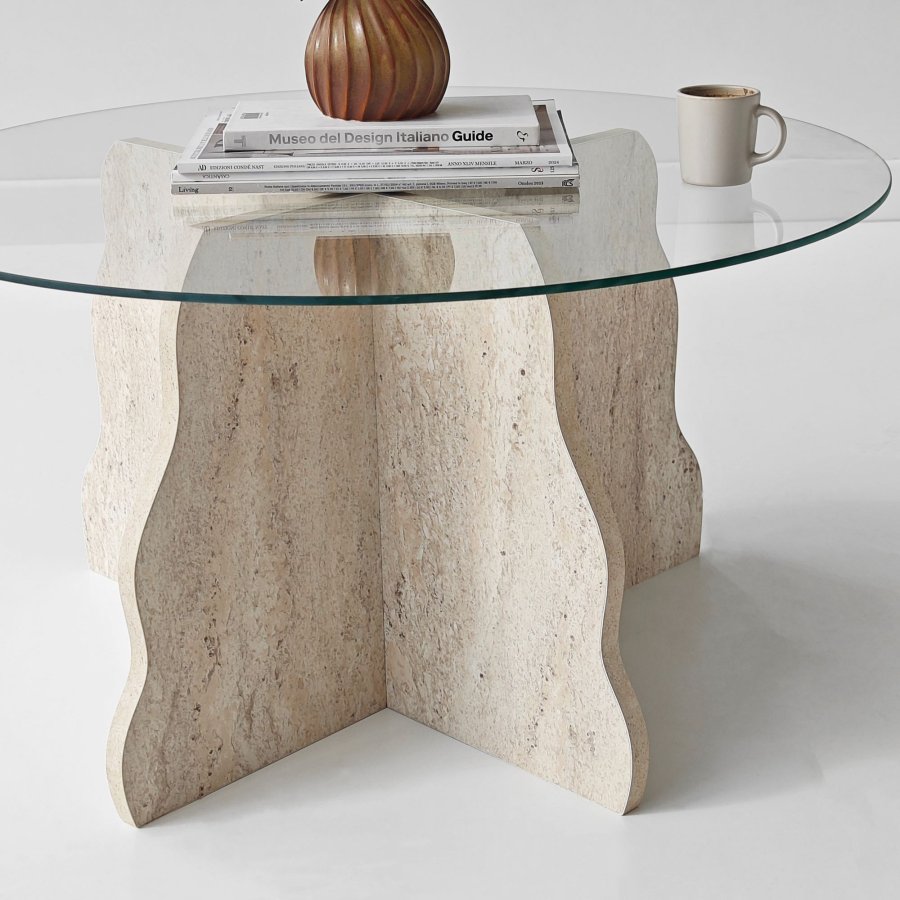 NORDV�RK Butterfly - Travertin, Transparent soffbord