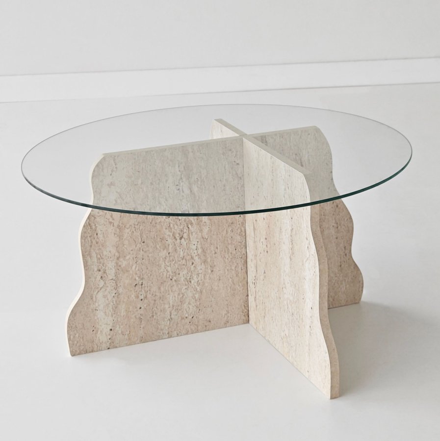 NORDV�RK Butterfly - Travertin, Transparent soffbord