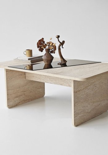 NORDV&Auml;RK Favorit - Bronze, Travertin sofabord
