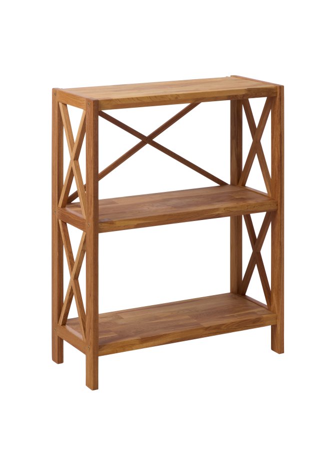 X-reol, m. 3 hyller - naturlig eik (H:87)