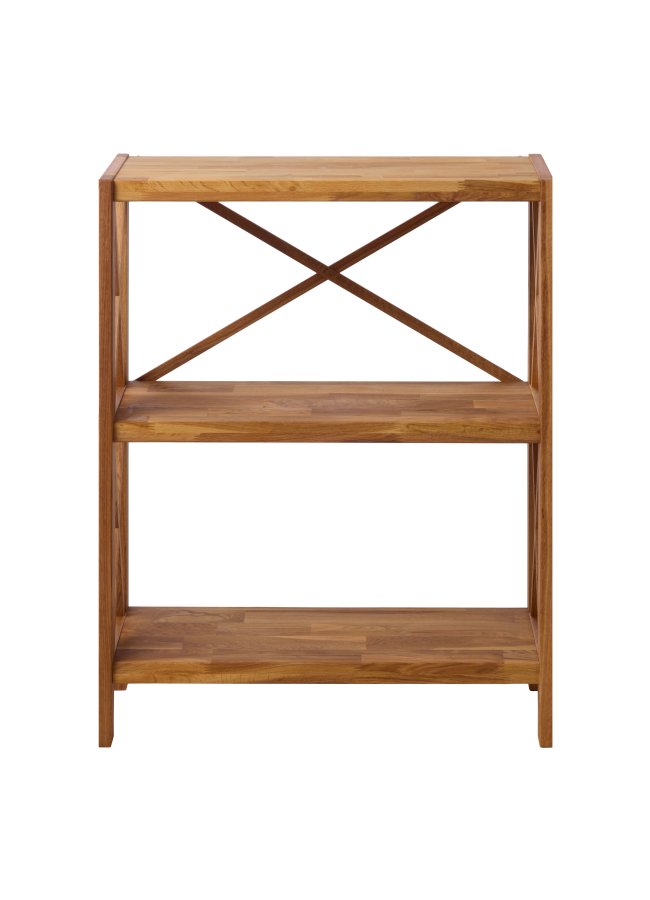 X-reol, m. 3 hyller - naturlig eik (H:87)