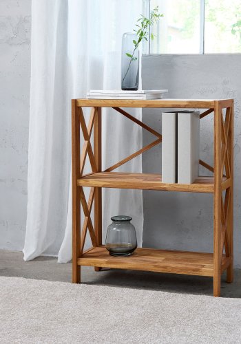 X-reol, m. 3 hyller - naturlig eik (H:87)