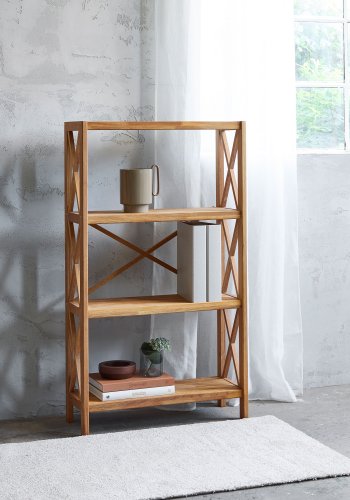  X-reol, m. 4 hylder - natur eg (H:124)