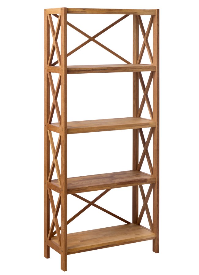  X-reol, m. 5 hyller - naturlig eik (H:161)