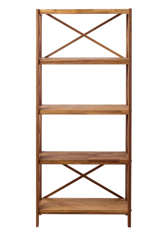  X-reol, m. 5 hyller - naturlig eik (H:161)