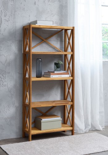  X-reol, m. 5 hyller - naturlig eik (H:161)