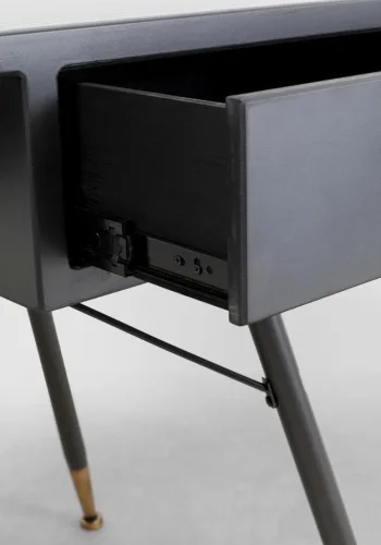 KARE DESIGN La Gomera skrivebord, m. 2 skuffer - klar glas og sort MDF/stl (140x60)