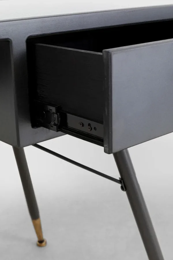 KARE DESIGN La Gomera skrivebord, m. 2 skuffer - klar glas og sort MDF/stl (140x60)