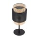 TK Boho bordlampe - natur rattan og sort stof/metal