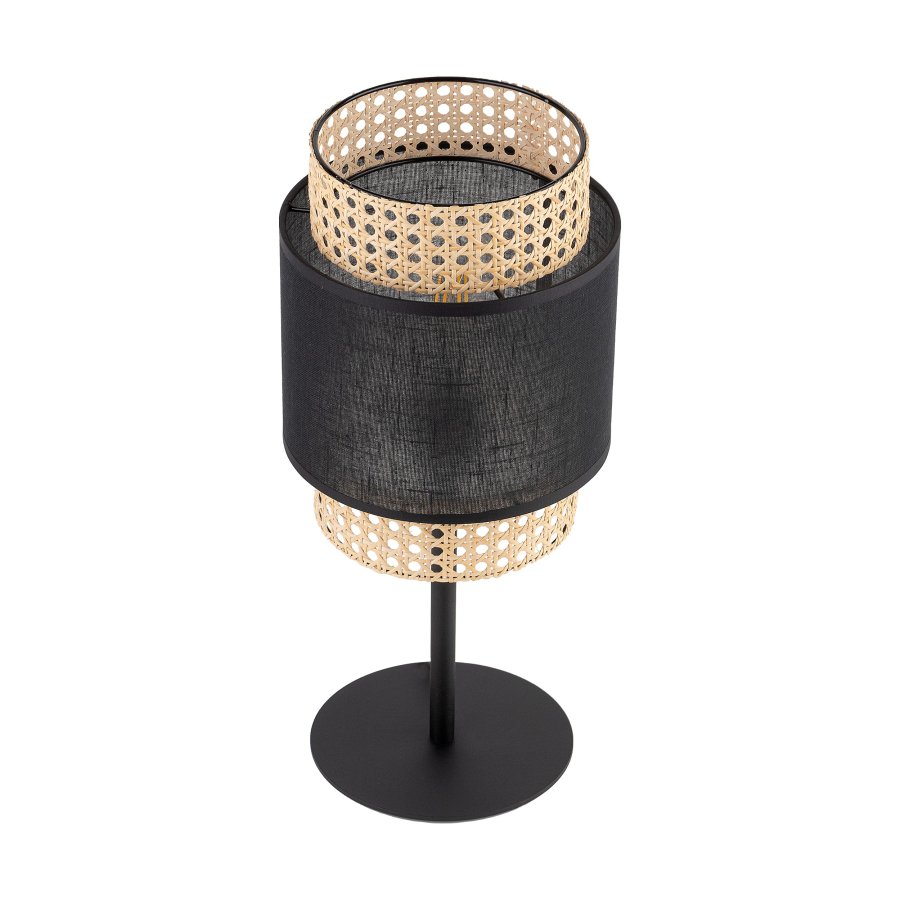 TK Boho bordlampe - natur rattan og sort stof/metal