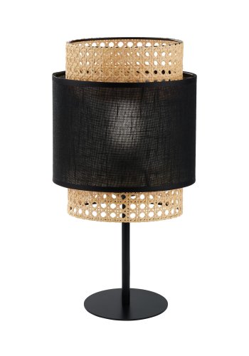TK Boho bordlampe - natur rattan og sort stof/metal