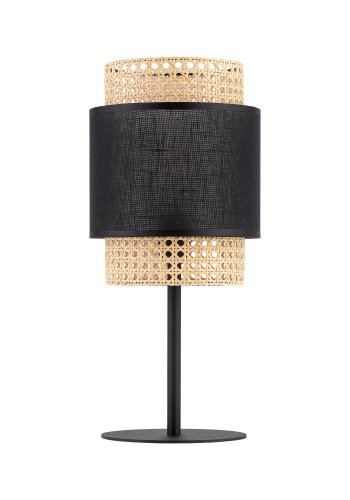 TK Boho bordlampe - natur rattan og sort stof/metal