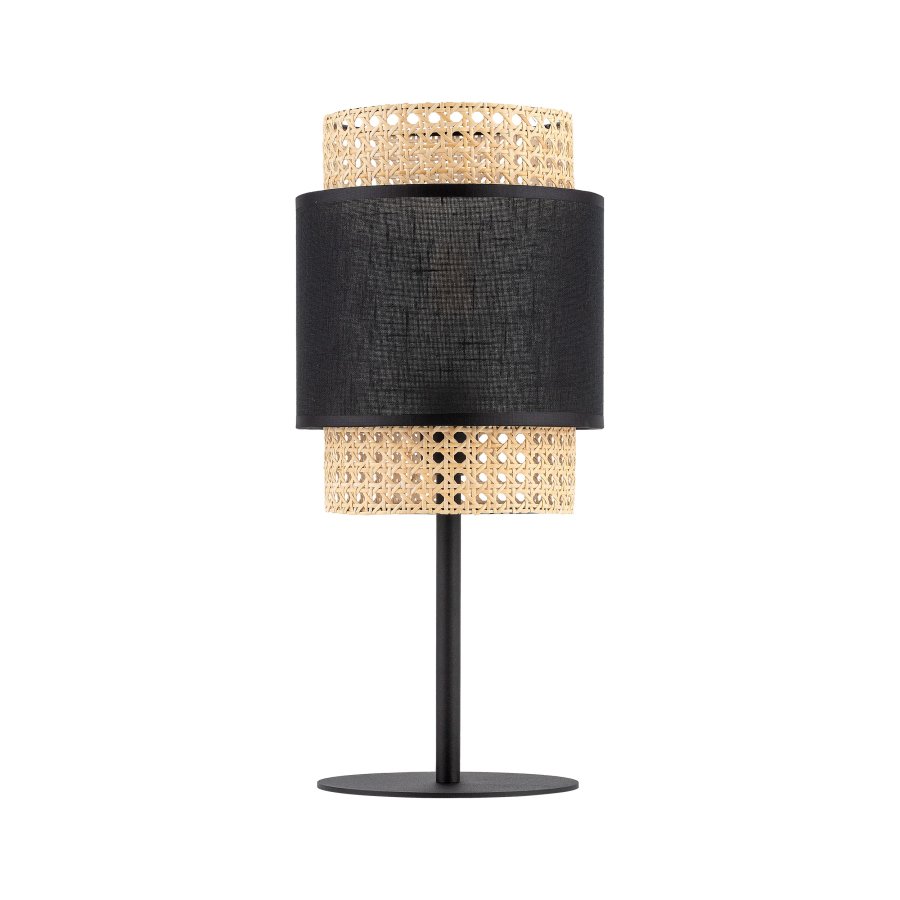 TK Boho bordlampe - natur rattan og sort stof/metal