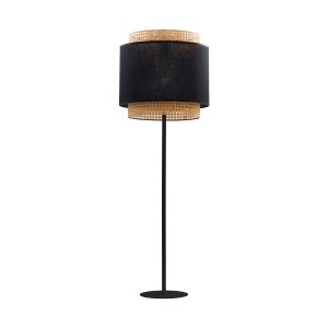 TK Boho gulvlampe - natur rattan og sort stof/stl