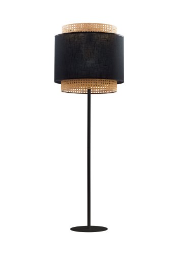 TK Boho gulvlampe - natur rattan og sort stof/stl