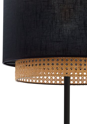 TK Boho gulvlampe - natur rattan og sort stof/stl