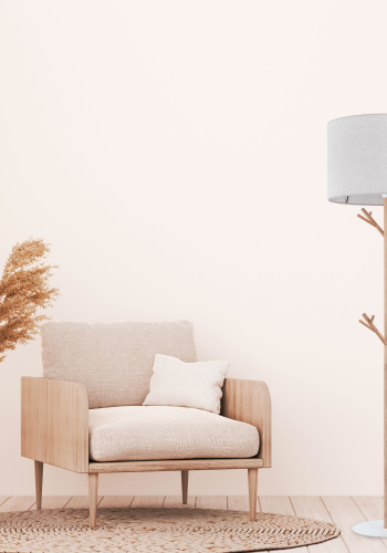 TK Albero gulvlampe - beige hr, natur fyrretr og hvid stl