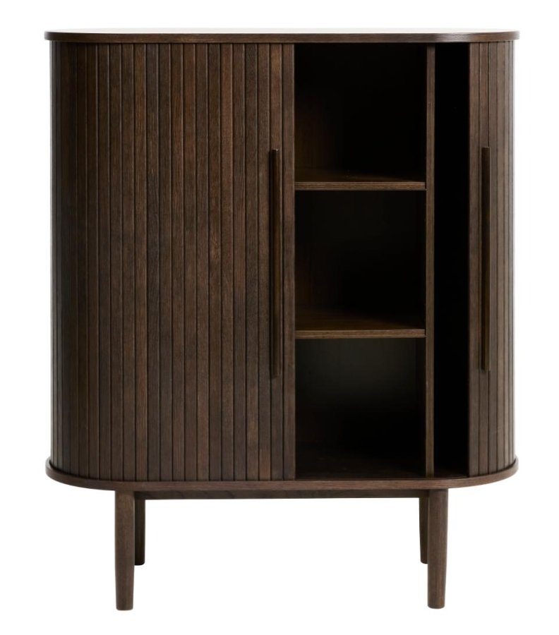 Meta skab, m. 2 skydel�ger og 2 hylder - m�rk expresso egetr�sfin�r og eg (H:118)