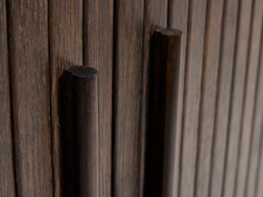 Meta skab, m. 2 skydel�ger og 2 hylder - m�rk expresso egetr�sfin�r og eg (H:118)