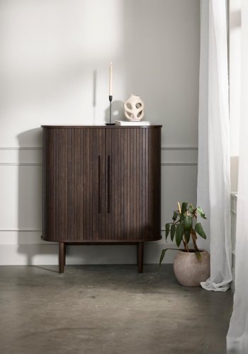 Meta skab, m. 2 skydel�ger og 2 hylder - m�rk expresso egetr�sfin�r og eg (H:118)