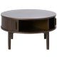 Meta sofabord, m. 2 skydelger og 1 rum, rund - mrk espresso brun eg (85)