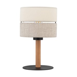 TK Eco bordslampa, rund - naturtyg, furu och svart metall