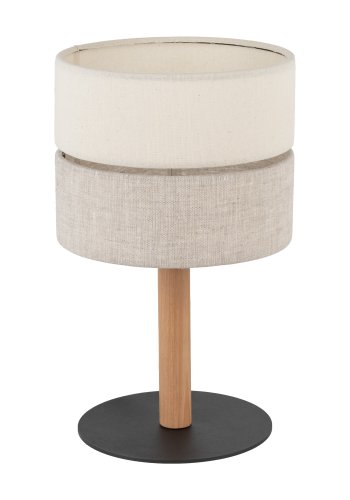 TK Eco bordlampe, rund - naturstoff, furu og sort metall