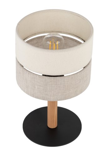 TK Eco bordlampe, rund - naturstoff, furu og sort metall